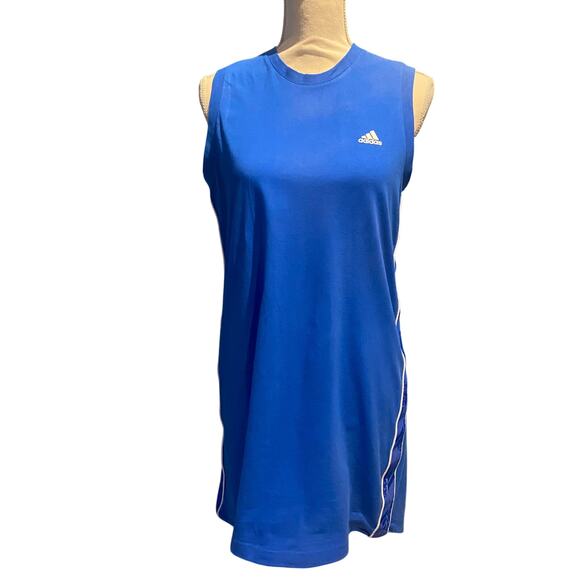 Royal Blue Adidas Sporty Short Dress Size Medium Mini Micro Comfy Knit Stretchy - Picture 1 of 8